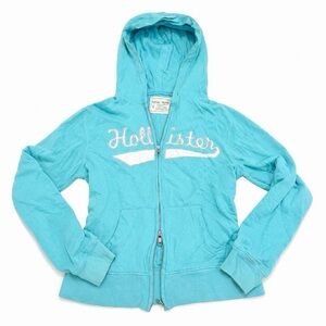 vintage y2k hollister graphic double zip up hoodie